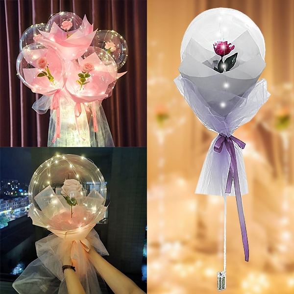 Globo LED con rosa para momentos inolvidables | LOVEBALLOON
