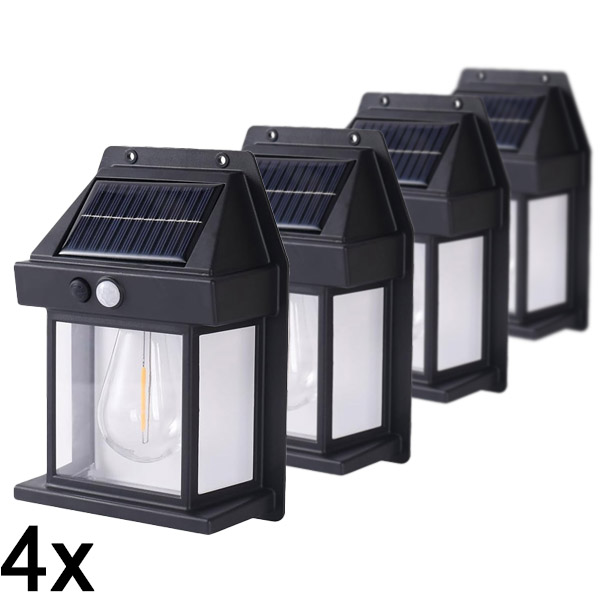 4x Luz solar exterior con sensor de movimiento | FLUXLAMP
